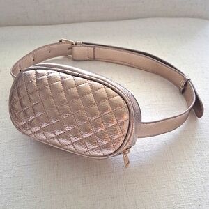 Rose gold quilted belt bag waist clutch